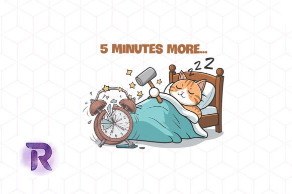 5 Minutes More Funny Cat Sublimation PNG