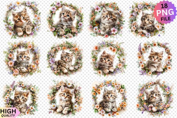 Cat Flowers Sublimation Clipart Bundle Review