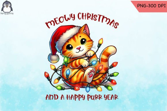 Christmas Cat Lights Meowy Christmas PNG Review