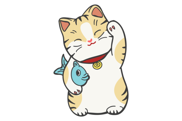 Cute Cat Hold Fish Japanese Traditional Embroidery Design Review