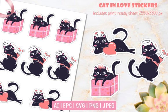 Cute Cat in Love Stickers Review