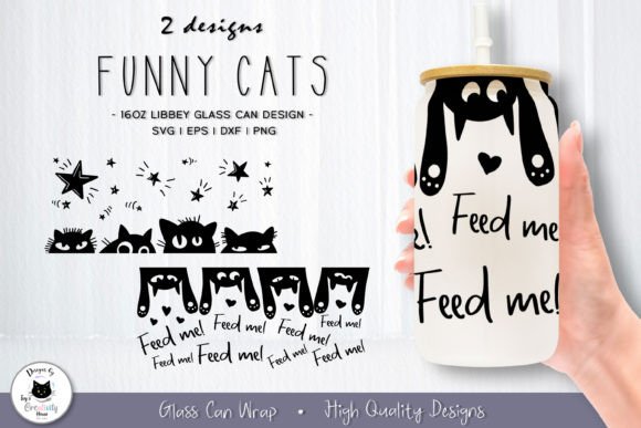 Funny Cat Glass Can Wrap Design Review