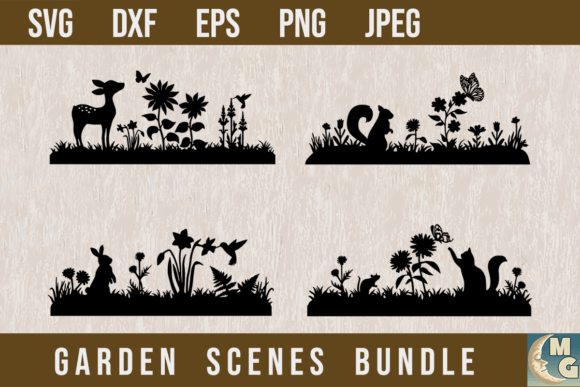GARDEN SCENES BUNDLE SVG DXF EPS PNG