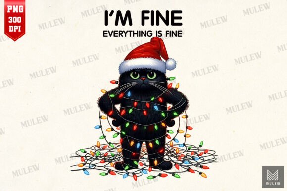 I m Fine Everything s Fine Xmas Cat