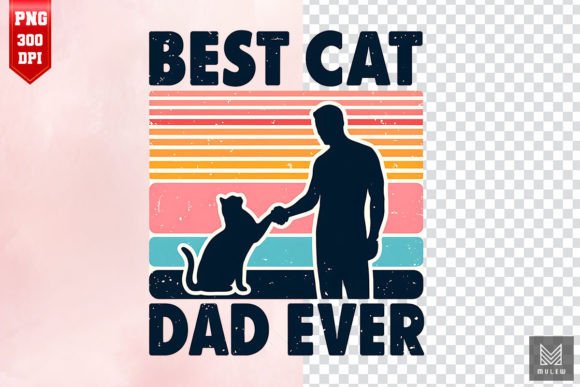 Retro Best Cat Dad Ever Embroidery Design