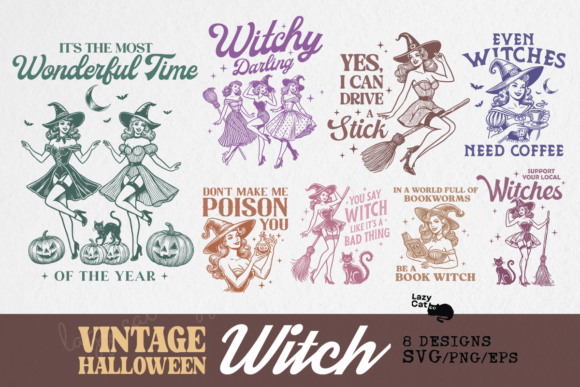Vintage Halloween Witch SVG PNG Bundle Review